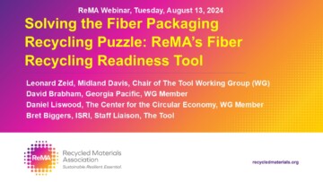 ReMA Webinar Fiber Recycling Readiness Tool August 13 2024